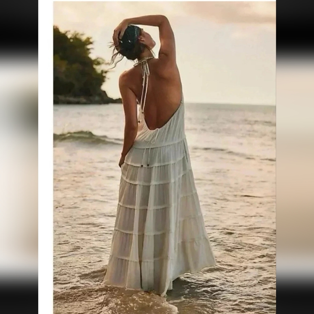 Free People Somewhere Sunny Drop-Waist Maxi Dress Size Small New $118 - Picture 2 of 10